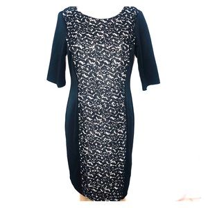 Sandra Darren black and cream dress with lace